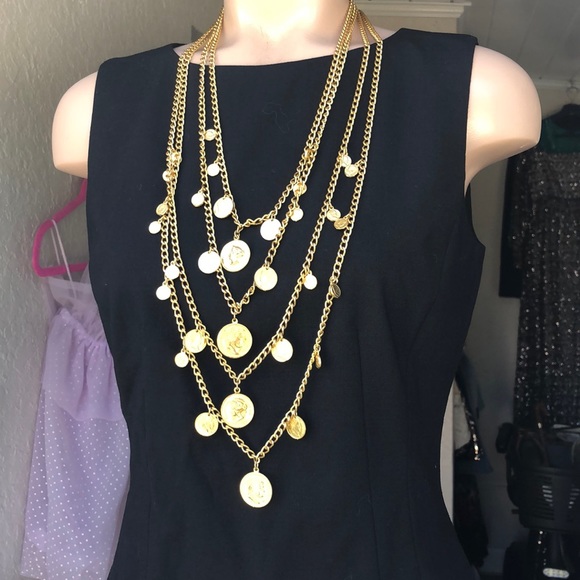 Vintage Goldette multistrand coin gold Necklace - Picture 1 of 6